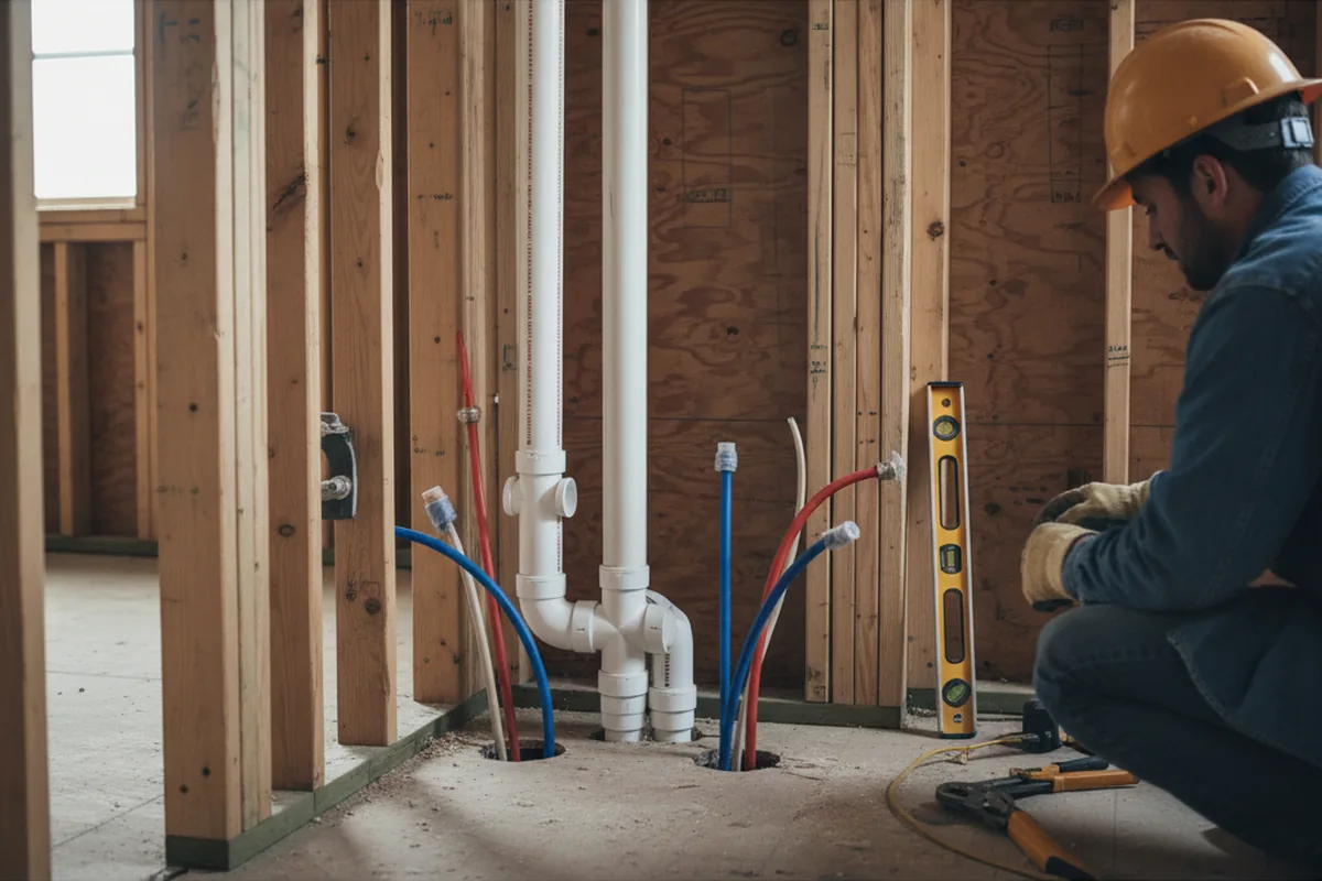 Drain and supply rough-in during Drain Cleaning in Bellmore